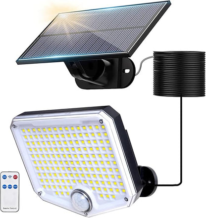 JumJam Solar Flood Lights Outdoor Waterproof IP65, 153 High Brightness LED 9000K, 3 Lighting Modes, Solar Motion Lights Outdoor Waterproof with Remote, Solar Lights Outdoor for Yard, Patio, Garage