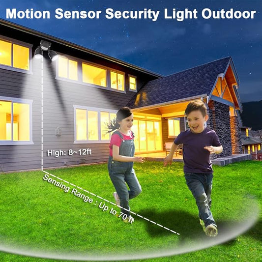 EMANER Security Lights Motion Outdoor, 280W Equiv. Dusk to Dawn LED Flood Light, Keep On or Motion Triggered 4-Mode, Daylight White Corded Wall Light for Porch Driveway Barn (2-Pack)