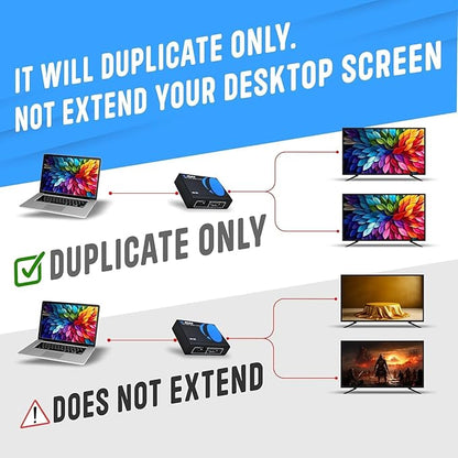 OREI HDMI Splitter 1 in 2 out - Ultra HD 4K @ 30Hz, HDCP, 3D & Full HD 1080P Support for Xbox, PS4, Blu-ray, HDTV - Adapter Included