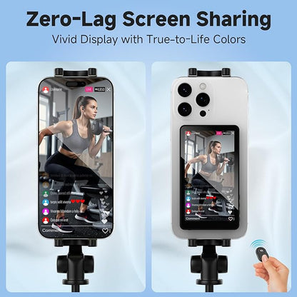 Bouvardia for Magnetic Vlog Selfie Monitor Screen, Zero-Lag Screen Sharing, 2000mAh Battery, Back Rear Camera Monitor with Bluetooth for Live Streaming and TikTok, Compatible with iPhone and Android