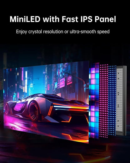 KTC 27 Inch Dual Mode Mini LED Monitor - 4K UHD at 160Hz & 1080P FHD 320Hz Gaming Monitor, 65W Type-C Port, HDR1400 Fast IPS Panel, Adaptive-Sync, HDMI 2.1 & DP 1.4, Height Adjustment, VESA Wall Mount