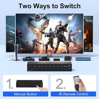 ZUZONG 4 AV to HDMI Converter + 4 HDMI2.0 Switcher(2 in 1) 4 Way RCA Composite to HDMI Adapter Support 4:3/16:9 Switching for N64 NGC WII Xbox PS2/3/4/5 DVD Xbox Series/ONE Switch/OLED