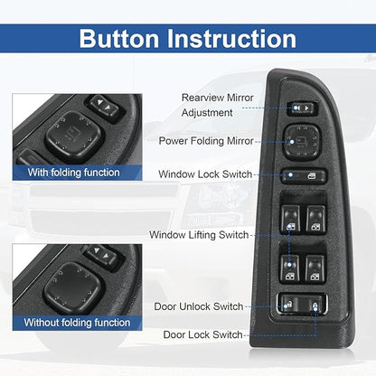 DICMIC Front Driver Side Master Power Window Switch and Door Lock & Black Bezel Assembly Compatible with 2003-2007 Chevrolet, GMC, Cadillac, Hummer Select Model Replace# 15883319, 920-022, DWS-394