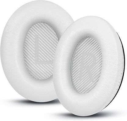 Headphones Replacement Ear Pads, Sheepskin Ear Cushions for Bose QuietComfort 35 (QC35) Improved Durability, Ear Pads Cushions with High-Density Foam, Thickness and Sound Isolation - White