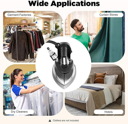 Industrial Gravity Feed Steam Iron 1200W Commercial Electric Iron with 3L Large Capacity Water Bottle, Temperature Adjustable Heavy Duty Clothes Iron for Garment Factory Dry Cleaners Hotels