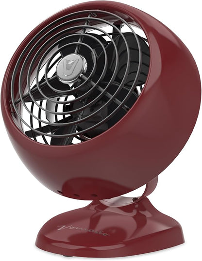 Vornado VFAN™ Mini Fan, Classic Vintage Fan, Retro Metal Air Circulator, For Desk & Bedside, 2 Speeds, Adjustable Tilt, Personal Cooling with Targeted Airflow, Quiet, Claret