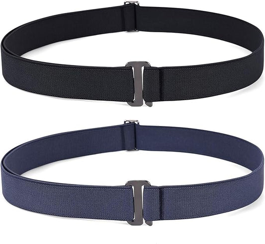 JASGOOD Women No Show Stretch Belt Elastic Web Strap Belt with Flat Buckle for Jeans Pants Dresses