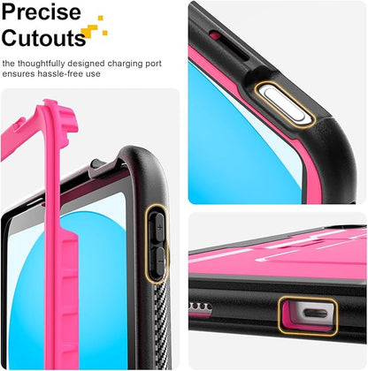 SEYMAC stock Case for iPad (A16) 11th/10th Generation 11''/10.9'' 2025/2022, with Built-in Screen Protector, Shoulder Strap, Built-in Kickstand, Rugged Full Body Shockproof Protective Case, Pink