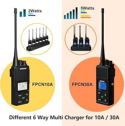 SAMCOM Six Way Charger Multi Unit Rapid Gang Charger Station with Removable AC Adapter Compatible with FPCN30A Walkie Talkie and Battery (1 Pack)