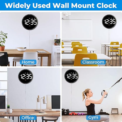 SZELAM Digital Wall Clock,10" Digital Clock Large Display with Remote Control,Adjustable Brightness, Calendar, Temperature, 12/24 H, for Living Room Office Bedroom Elderly Adults