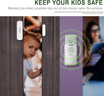 Door Chime,Wireless 600Ft Range 5 Adjustable Volume 1 Magnetic Door Open Contact Sensor with 62 Chimes Mute Mode Door Bell Plugin Receiver for Home/Office/Store White (Receiver+Sensor)
