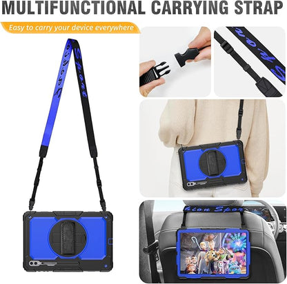 HXCASEAC Case for Samsung Galaxy Tab S7 FE 5G 12.4 inch, Protective with Screen Protector/Hand Strap/S Pen Holder, Heavy Duty Design for Samsung Galaxy S7 FE Tablet Case - Blue