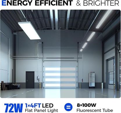 Barrina 1x4 LED Flat Panel Light, 8640LM 72W, 0-10V Dimmable, Brightness & 5CCT 3000K-6000K Selectable 4FT LED Shop Light, Ceiling Drop Mount Lights for Kitchen, Garage, Office, Laundry, 2 Packs