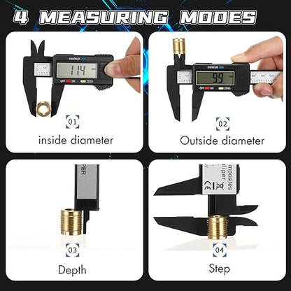 Simhevn Electronic Digital Caliper and Measuring Tape,6 Inch/150mm Digital Micrometer with Large LCD Screen, Easy Switch from Inch/mm，60 Inch/150cm Measuring Tape for All-Purpose Household