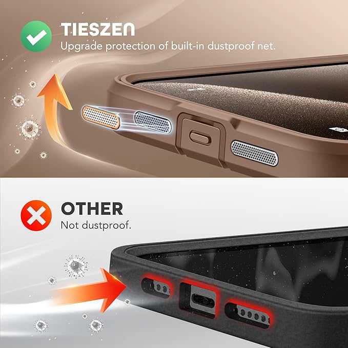 Magnetic for iPhone 15 Pro Case, Compatible with MagSafe, Built-in Privacy Screen Protector and Camera Protection, Anti Spy Full Body Dustproof Shockproof Hard Phone Case 6.1", Brown