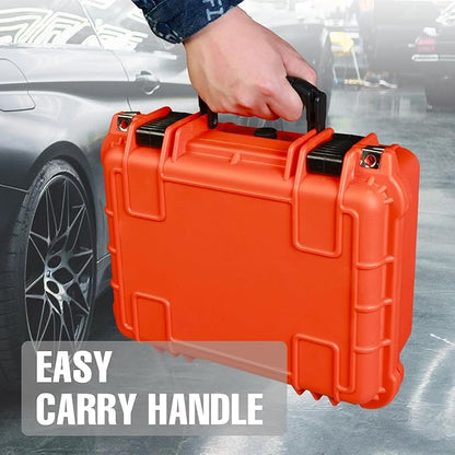 14x 11.5x 6.5 Inch Hard Case, Portable Weather Waterproof Protective Camera Case with Customizable Foam, Fit Use of Drones, Camera, Equipments, Orange