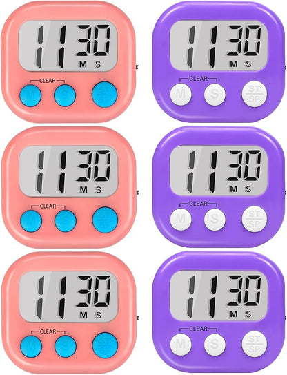 Classroom Timers for Teachers Kids Large Magnetic Digital Timer Teacher Supplies 6 Pack-Pink Purple