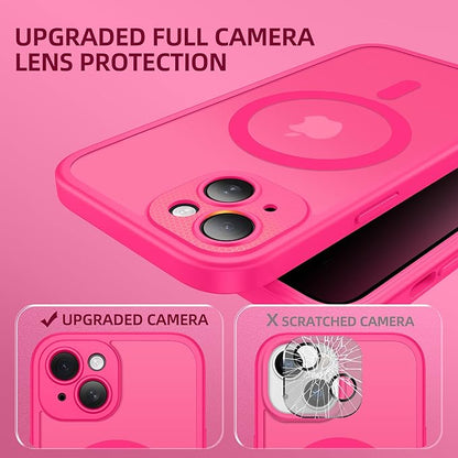 BERFY Magnetic for iPhone 14 Case, Compatible with MagSafe, Built-in Privacy Screen Protector and Upgraded Camera Protection, Anti-Spy Full Body Shockproof Phone Case for 14 6.1", Hot Pink
