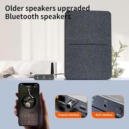 Bluetooth Receiver for Home Stereo, DAC Bluetooth 5.3 Adapter with RCA/Optical/AUX 3.5mm Output, HiFi Audio Wireless Receiver for Old Stereo System (aptX HD aptX Low Latency aptX AAC SBC)