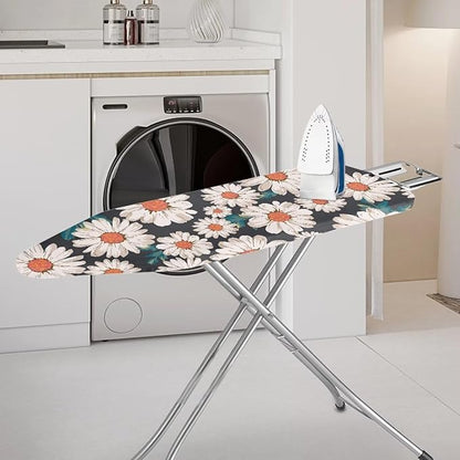 ZCFYGDX Breathable Ironing Board Cover,Resist Scorch Polyester & Staining,Wear & Soil Resistant Covers, Easy Installation 3 Fasteners,Elastic Edges (14 x 45 inch) Oil Painting White Daisy Print