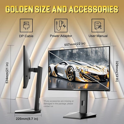 SANSUI 24.5 Inch QHD Gaming Monitor 300Hz, 1ms Fast IPS Computer Monitor, 2× HDMI 2.1 + 2× DP 1.4 Ports, 130% sRGB Eye Care VESA Support (DP Cable Included ES-G25F6Q Pro)