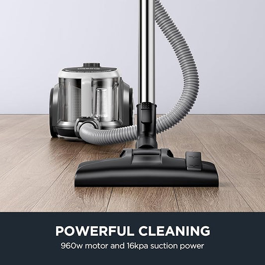 Eureka Bagless Canister Vacuum Cleaner, Lightweight Vac for Carpets and Hard Floors, Silver with Black, NEN180