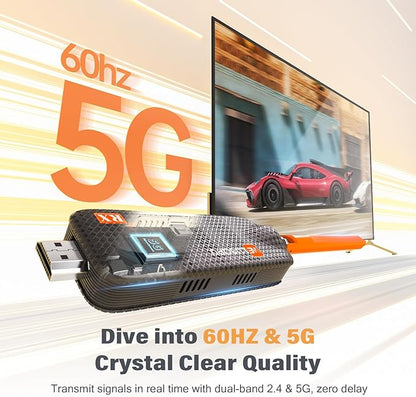 WELUSOPU Wireless HDMI Transmitter and 4 Receivers, Support Up to 6 Receivers, 5.8G HDMI Wireless Extender Casting Content for PC Laptop Camera Cable Box to Multiple TVs Monitors Projectors -165FT