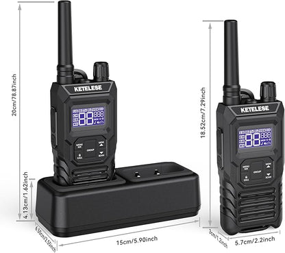 Ketelese T4 Walkie Talkies Long Range, IP67 Waterproof Dustproof Two Way Radio, Walkie Talkie Earpiece with Mic for Adult, USB, NOAA, VOX, Group Call, PTT(Black/ 2Pack)