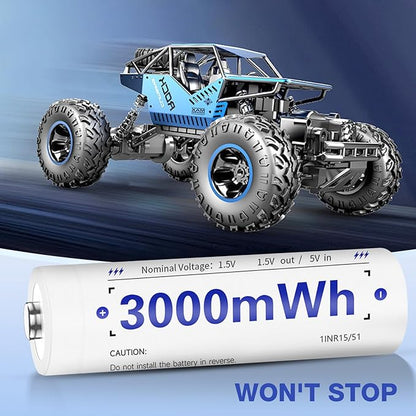 Tanatare 8 Pack Rechargeable Lithium ion AA Batteries with 2.5H Fast Charger, 3000mWh 1.5V Constant Output Rechargeable Double A Batteries Recharge up to 2000x Times, Low Self Discharge