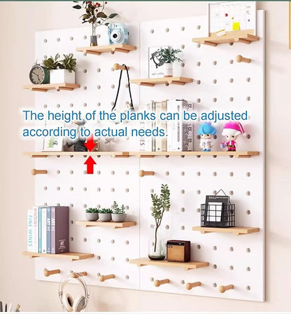 Natural Wood Wall Organizer Kit - 40x60CM Display Panel for Bedroom, Office, Study, Bathroom - Versatile Wall-Mounted Storage Solution