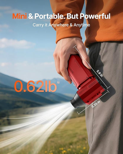 ZOAIVR Compressed Air Duster, 130,000RPM Ultra-Powerful Cordless Electric Air Duster with 8000mAh Rechargeable Battery, 4-Gear Adjustable Air Blower for Keyboard, Computer, Car, Home Cleaning - Red