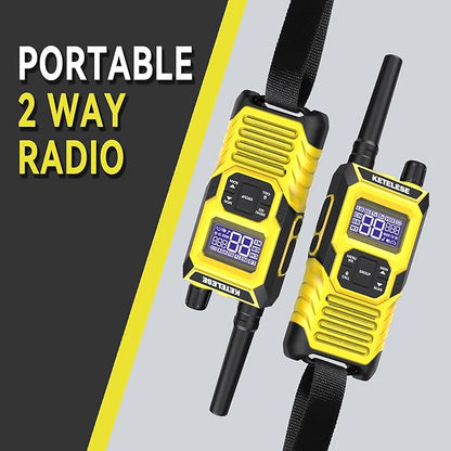 KETELESE T4 FRS Walkie Talkies Earpiece with Mic, IP67 Waterproof Two Way Radio, Walkie Talkie Long Range, 22 Channel, NOAA Weather Alert, PTT, VOX, USB C, Charge Base