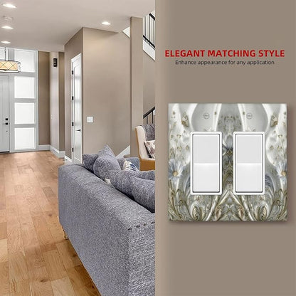 Bvtewkhz Boho Floral Wild Flower 2 Gang Double Rocker Decorative Light Switch Covers Electrical Faceplate Switch Plates for Bathroom Kitchen Home