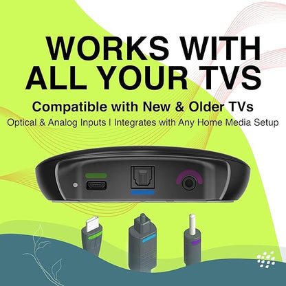 TV Streamer for Bluetooth Hearing Aids – Wireless Audio Transmitter with Digital Stereo, Easy Pairing, Optical & Analog Inputs, Supports Multiple Pairs