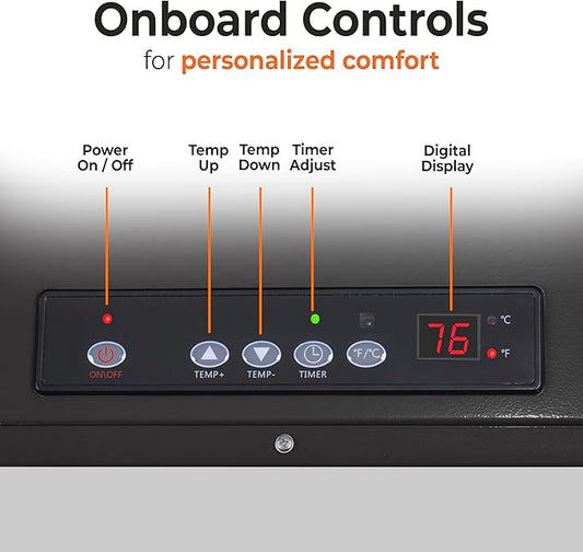 Comfort Zone 10,000W Hard-Wired Garage Heater – Industrial & Commercial Ceiling Mount, 240V Fan-Forced Heater with Remote, Digital Thermostat, Timer, 2 Heat Settings, Overheat Protection, Black