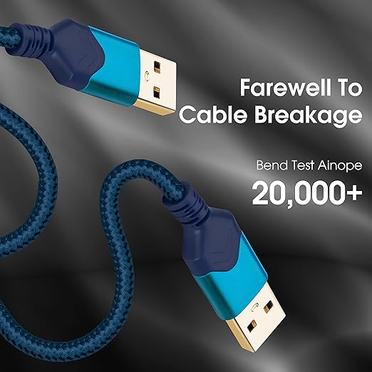 ROFICORD USB 3.0 Male to Male Cable, USB A to USB A High Speed Data Cord Compatible with Hard Disk Drive/Laptop Cooler/Set-top Box/DVD Player/TV/Camera and More (5 FT, Blue)