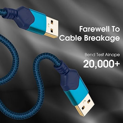 ROFICORD USB 3.0 Male to Male Cable, USB A to USB A High Speed Data Cord Compatible with Hard Disk Drive/Laptop Cooler/Set-top Box/DVD Player/TV/Camera and More (5 FT, Red)