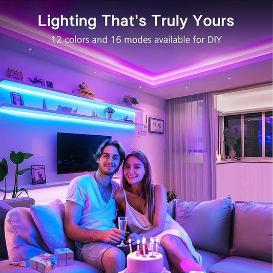 EMITEVER RGB LED Strip Light 16.4ft, Dimmable COB 24V Flexible LED Color Changing Tape Light Kit with Remote, High Density 3150LEDs for TV Backlight, Bedroom, Bar, Party Christmas Decoration