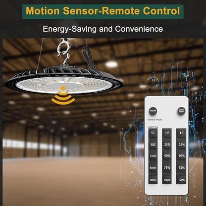 ACOHOOK Smart 350W LED High Bay Light Motion Sensor, 48000lm (Eqv.1200W MH/HPS) Commercial Bay Lights AC100-277V High Bay LED Shop Light (Remote Buy Separately) 4Pack
