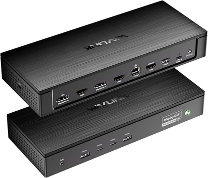WAVLINK Pro Docking Station 5 Monitors, PD100W DisplayLink Dock Support Five 4K Displays for Mac & Windows, 2X DP 1.4(Dual 8K@60Hz), 2X HDMI 2.0, Alt HDMI, 2.5Gbps Ethernet, Driver Required DL7400