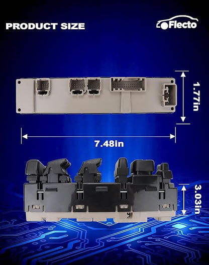Flecto Master Power Window Switch Driver Side 15883323 with Door Lock Compatible with 2003-2007 Chevy Silverado, GMC Sierra Yukon Cadillac Escalade, Replace DWS-220 901-075