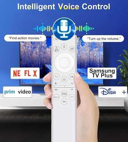 Replacement Voice Remote Control for All Samsung TVs, Universal Remote for All Samsung TV Curved Frame UHD QLED LED 4K 8K Smart TVs, 4 Shortcut Buttons, White