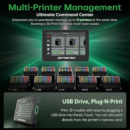 BIGTREETECH Panda Touch for Bambu-Lab P1S, P1P, X1C, X1E, A1, A1 Mini 3D Printers, Support Multi Printers and AMS Management Upgrade Wireless Touch Screen