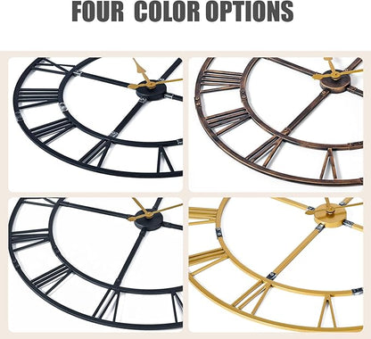 Ohweog Large Wall Clock for Living Room Decor – 40 Inch Silent Non-Ticking Modern Farmhouse Wall Clock, Oversized Decorative Metal Roman Numeral Clock, Bronze