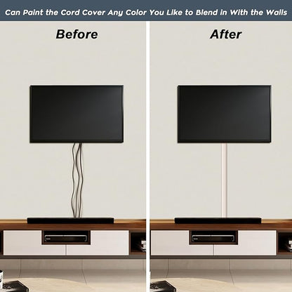 YCLYC 62.8in Cable Cover Wall, Beige Wire Cover for Wall, Paintable Cord Cover Wall Kit, Cord Hiders for TV on Wall, Hide Cords Wall Mounted TV - Cord Concealer Cable Channel 4xL15.7in W0.98in H0.5in