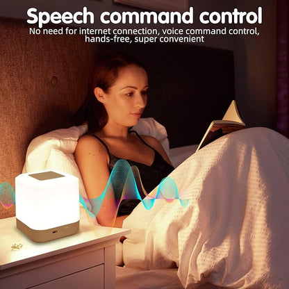LIPKAHH Touch Lamp for Nightstand,Speech Control Bedside Lamp Touch Control for Bedrooms,Smart Rechargeable Night Light,Eye Caring Battery Dimmable Night Lamp for Nursery Kids & Adult