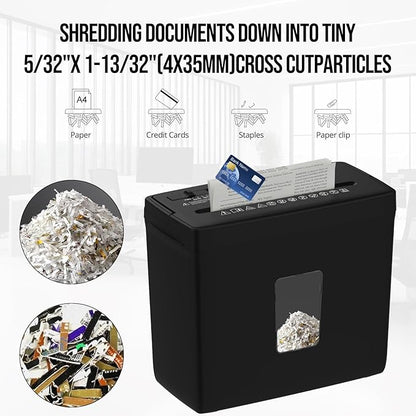Suntiko Paper Shredder for Home Use,5 Sheets Small Cross Cut Paper Shredder,P-4 Security Level with 2.38-Gallon Basket, 4-Mode Design-Durable & Fast and Jam Proof for Home Office Utilization
