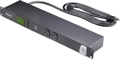 StarTech.com 12-Outlet Horizontal Rack Mount Metered PDU, 1U Server Power Strip w/Surge Protector, 8ft/2.4m Power Cable, TAA