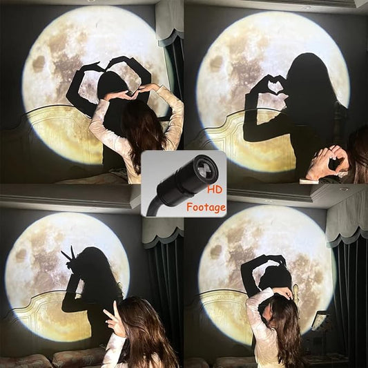 BODLYL Moon Projector Night Light, USB Powered 360 Degree Moon Lamp Romantic Atmosphere Night Light Projector for Bedroomr, Gift for Kids Moon Lover Couples Selfie Wall Ceiling Decor with Earth
