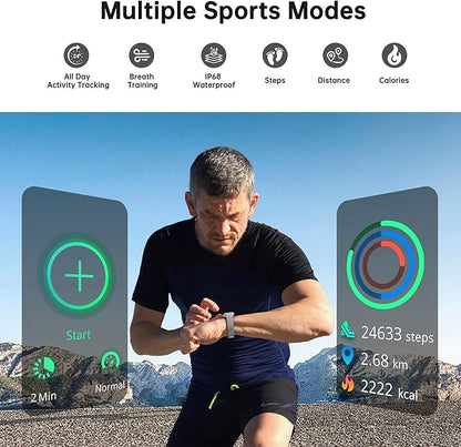 Sunorshop Health Fitness Tracker, Smart Watch with 24/7 Heart Rate and Blood Oxygen Monitor, Sleep Tracker with IP68 Waterproof, Activity Tracker Pedometer Step Counter for Women Men (Silver Gray)